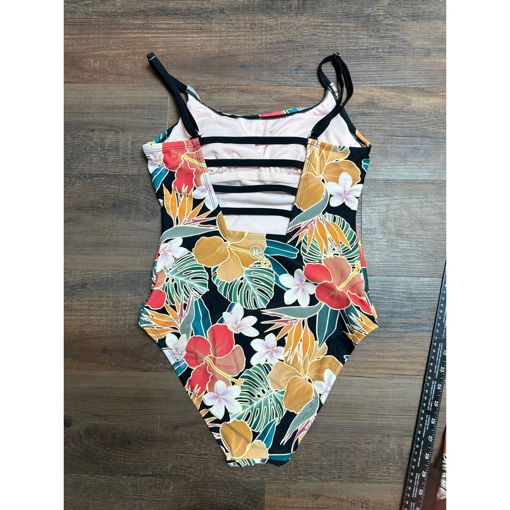 Hurley Women Rash Guard and One Piece Swimsuit Set Tropical Floral Black Size S - Picture 9 of 13